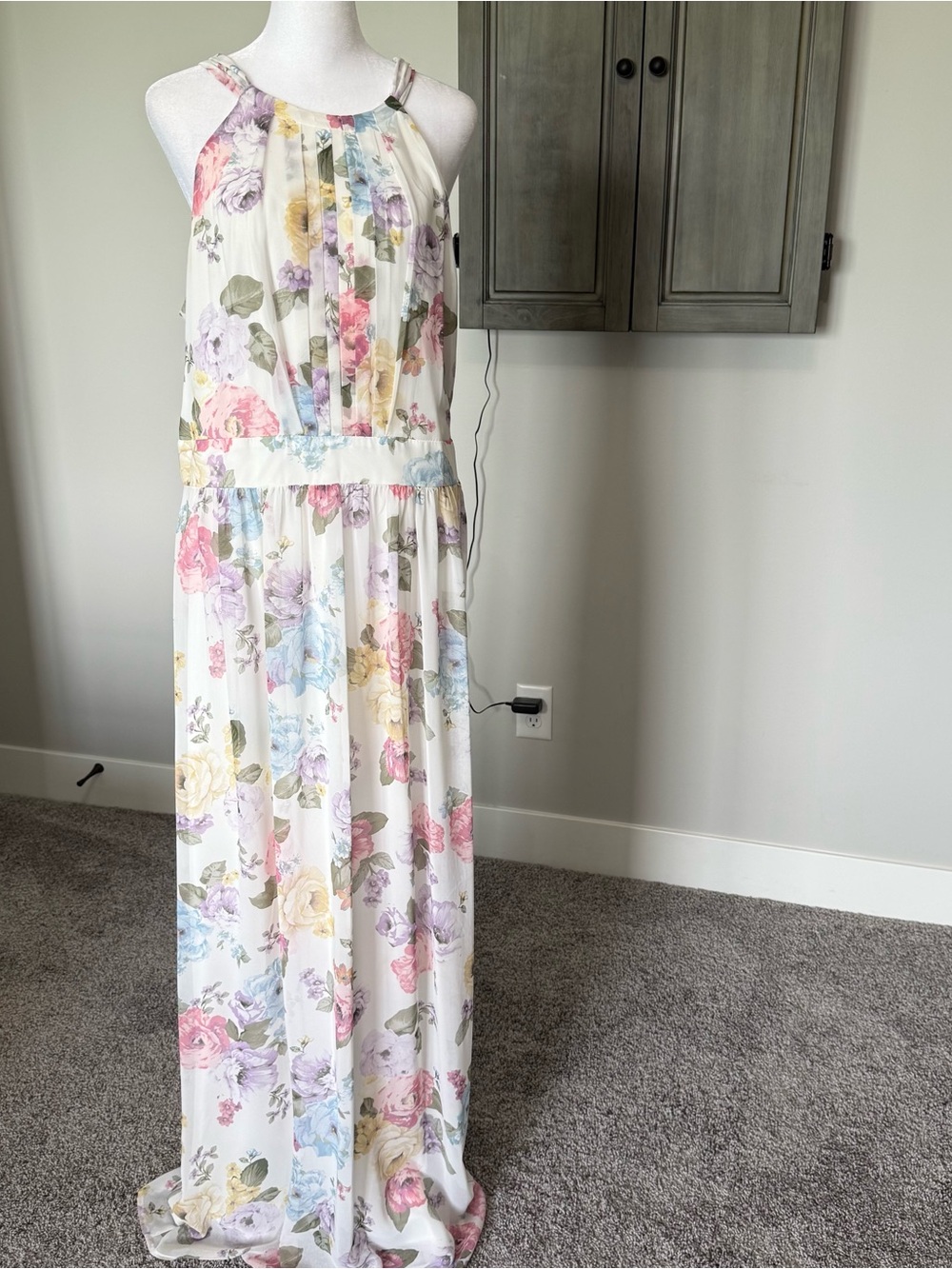 INC International Concepts White Floral Dress with Pastel Blooms
